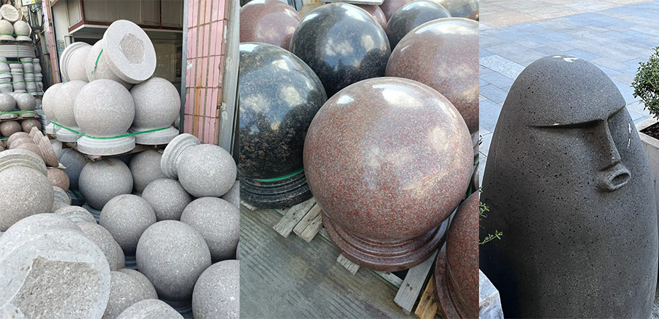 Granite car stop stone ball