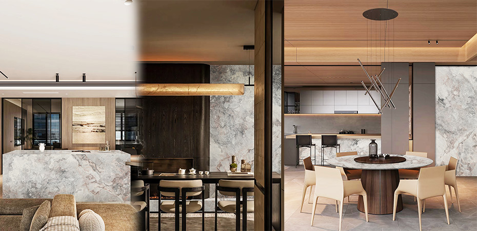 Milan Pink Marble Applications in Dining Room