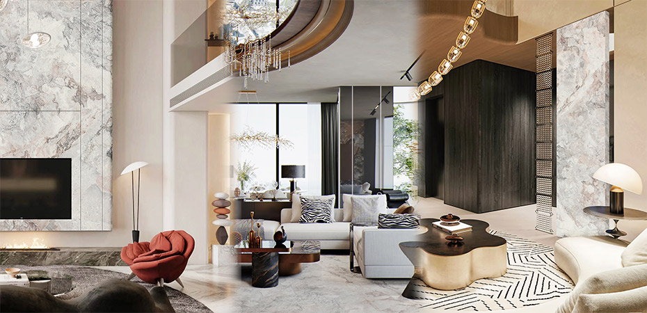 Milan Pink Marble Applications in Living Room