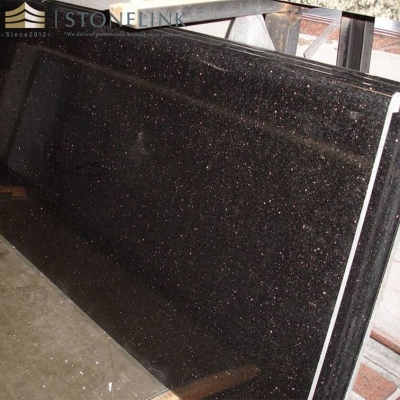 Black galaxy granite slab