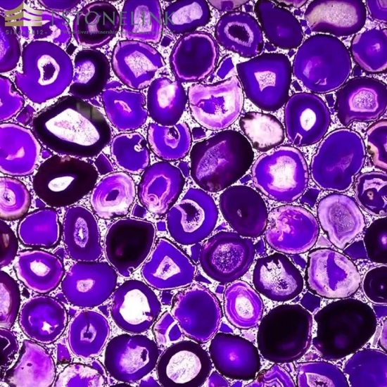 Purple semi precious agate slab