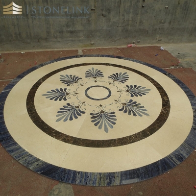 Beige marble inlay waterjet medallions