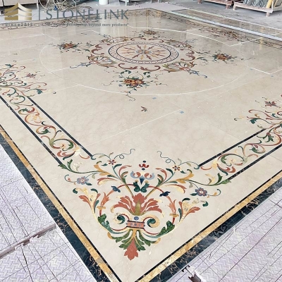 Beige marble floor medallion tile