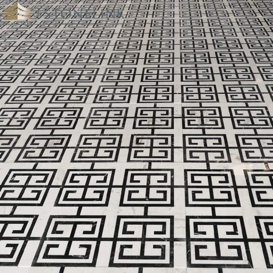 Geometric square marble mosaic tile