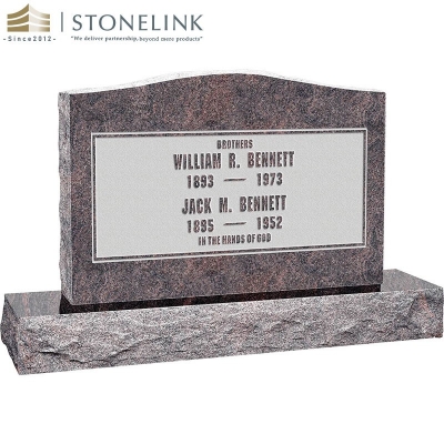 Colorful granite upright headstone