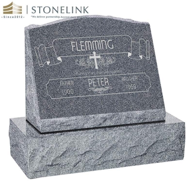 Multicolored slant granite tombstone