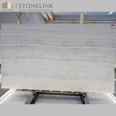 White Wood marble slab