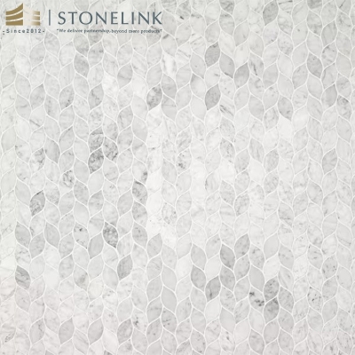 Carrara White honed marble mosaic