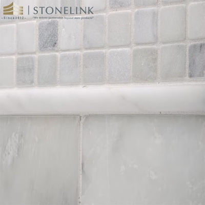 Carrara White squared honed marble mosaic