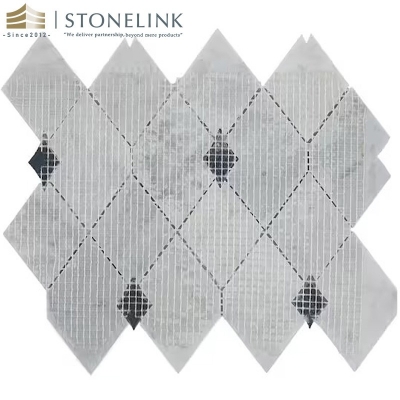 Carrara White polished rhomboic marble mosaic